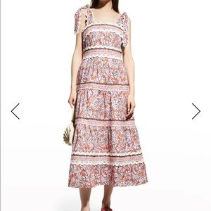 CELIAB floki floral tiered midi dress with tie shoulders